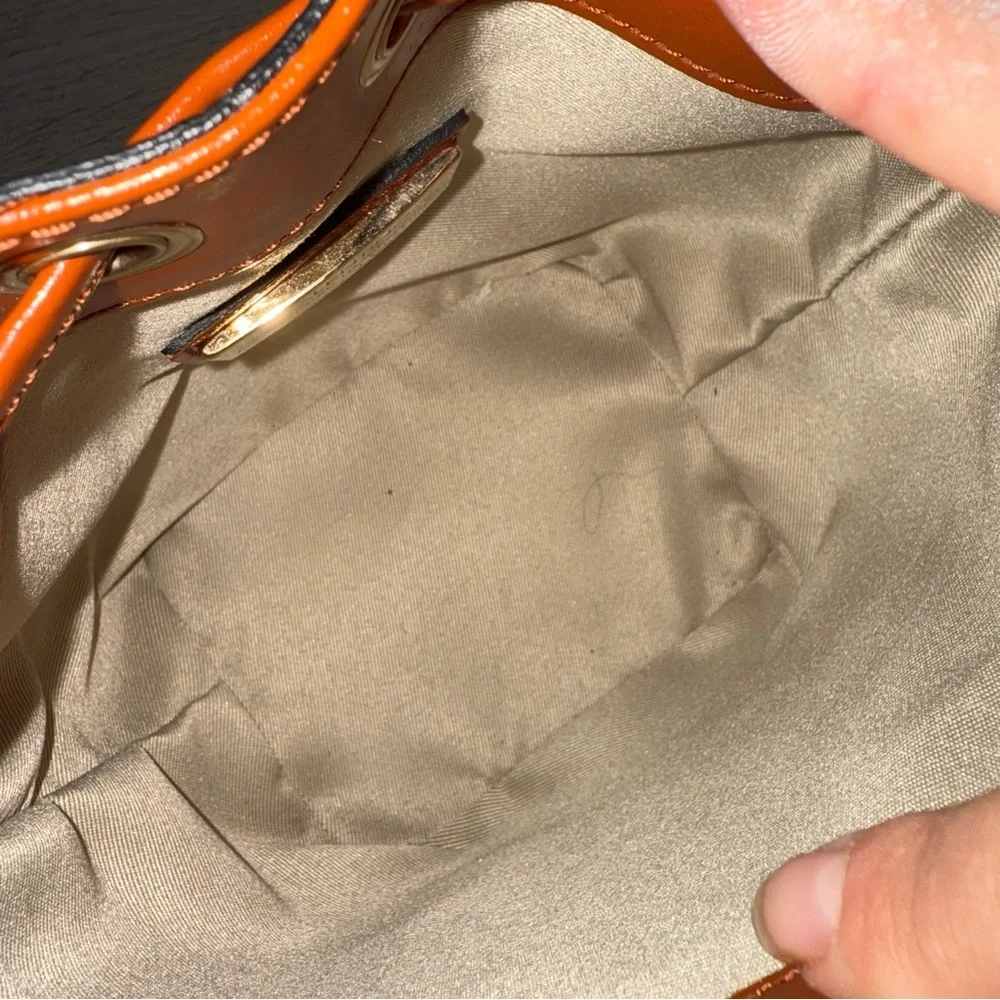 Valentino by Mario Valentino Bag Jules Tresse Drawstring Bucket Bag in Umber